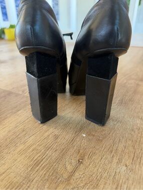 Y2K FENDI Black Leather Suede Lace-Up Platform Oxford Heels Pumps IT 37 US 7